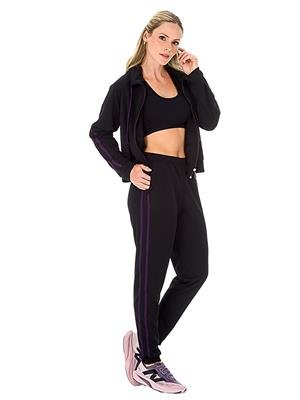 Conjunto Listrado Feminino: Jaqueta Raglã e Calça Jogger com Bolsos | DiCorpo 
