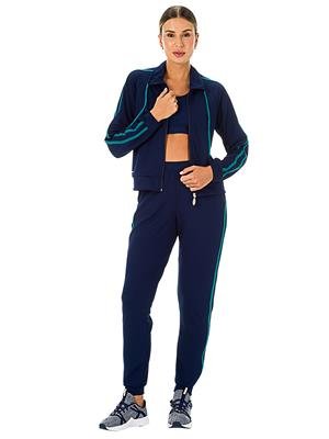 Conjunto Listrado Feminino: Jaqueta Raglã e Calça Jogger com Bolsos | DiCorpo 