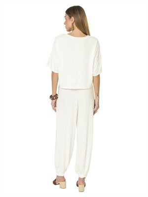 Conjunto Aladim: Blusa Encurtada Ampla + Calça Aladim com Pregas e Bolsos  