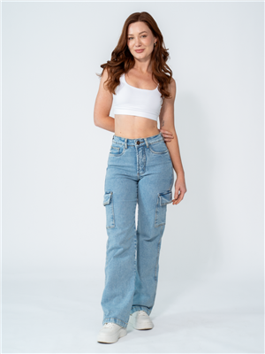 CALCA JEANS CARGO 