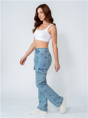 CALCA JEANS CARGO 
