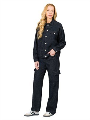 Jaqueta Jeans Oversized com Bolsos 
