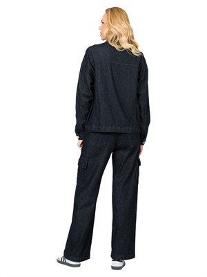 Jaqueta Jeans Oversized com Bolsos 