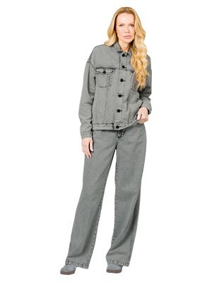 Jaqueta Jeans Oversized com Bolsos 