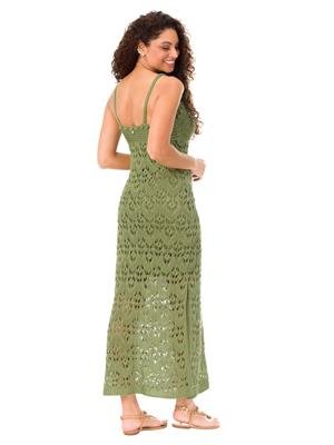 Vestido Longo de Tricô com Alças Finas, Busto Franzido e Fendas Laterais | DiCorpo 