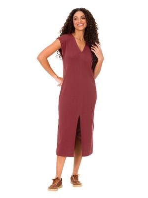 Vestido Midi Cavado de Malha com Fenda Frontal e Cinto | DiCorpo 