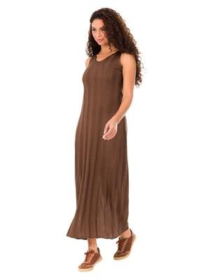 Vestido Longo Cavado com Forro e Decote V - Efeito Crochê | DiCorpo 