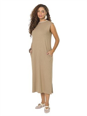 Vestido Midi com Bolsos 