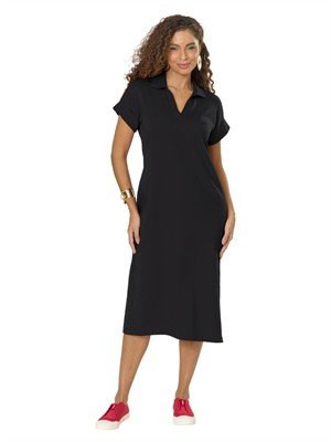 Vestido Midi com Gola Polo 