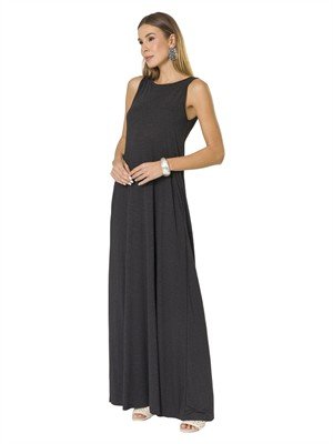 Vestido Poá Longo com Bolsos 