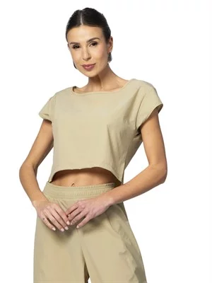 Blusa Cropped com Decote Canoa e Fenda nas Laterais,  
